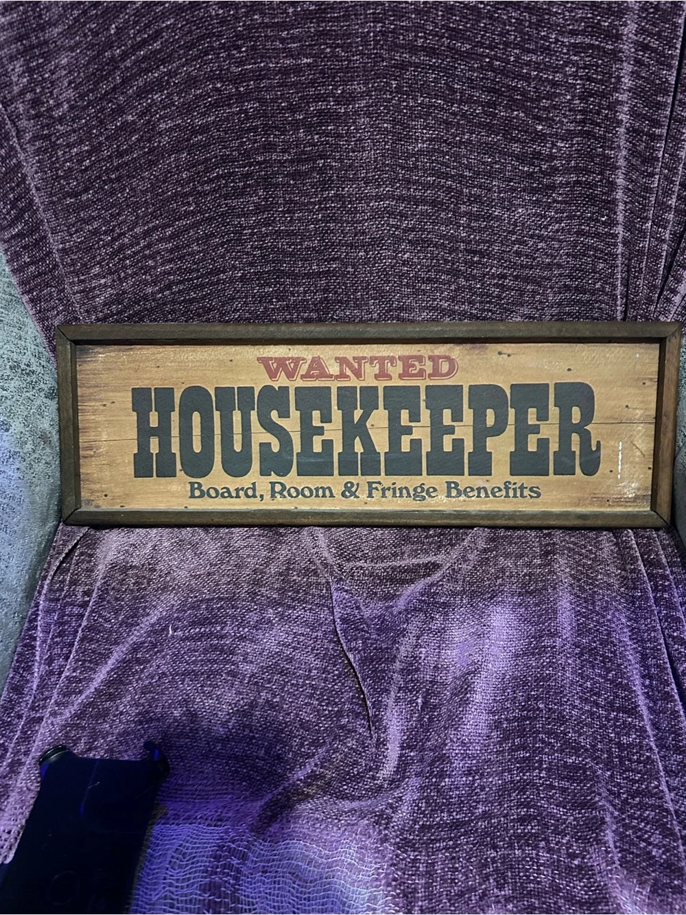 Vintage WANTED Housekeeper Funny Wood Sign | Western/CowboyMan Cave Deco